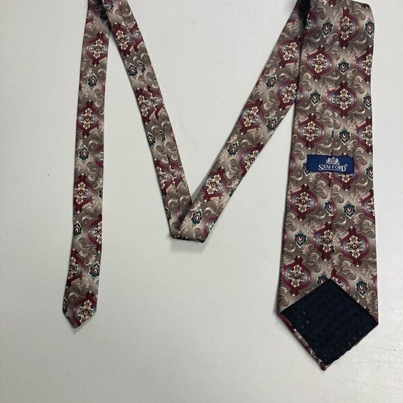 STAFFORD Tie, 100% Imported Silk, Gray, Green, Burgundy, Blue - Picture 9 of 11